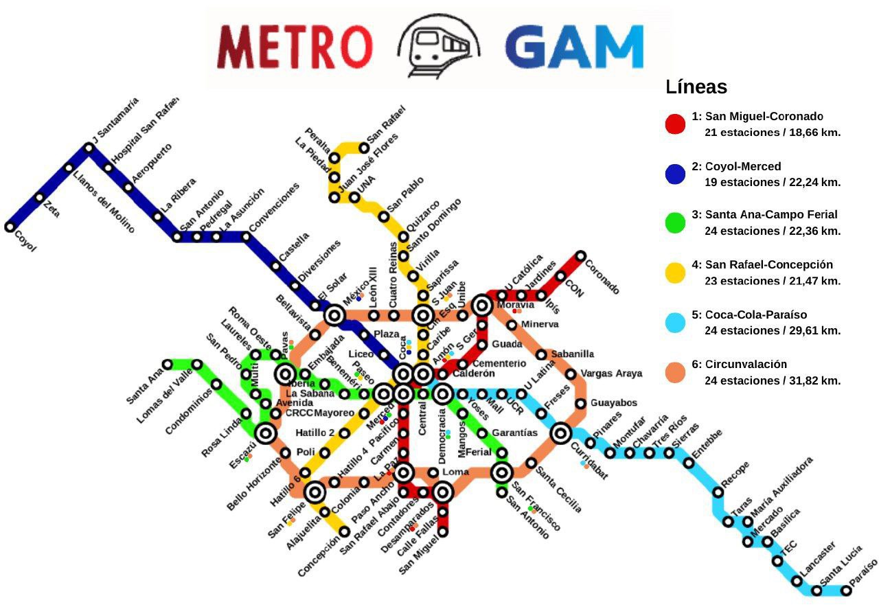 Así se vería un sistema de metro muy ambicioso y poco realista en la GAM
