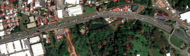 
Imagen aérea del segmento de la ruta 1 que va desde el peaje de SARET hasta la Cervercería de Costa Rica, en el límite entre Rio Segundo de Alajuela y el cantón de Belén en Heredia.